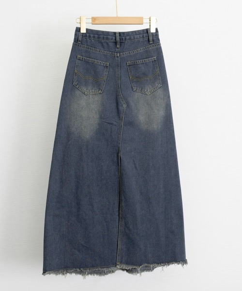 Miniministore（ミニミニストア）の「デニムロングスカート バックスリット韓国（デニムスカート・レディース・インディゴブルー・M/S/L）」の4枚目の写真