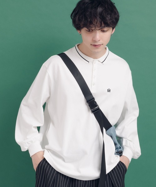 MUHET(ミュエータ)の「ライン入りポロロンT(Tシャツ/カットソー・レディース・スミクロ/ライトブルー/オフホワイト・MEDIUM/X-LARGE)」の2枚目の写真
