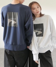 Reurie'（レウリィ）の「【限定カラー有】オリジナル2wayユニセックススウェット / original unisex 2way sweat プルオーバー オーバーサイズ ビッグサイズ グレー ネイビー プリント 刺繍 フォトプリント お揃い 男女兼用（スウェット）」