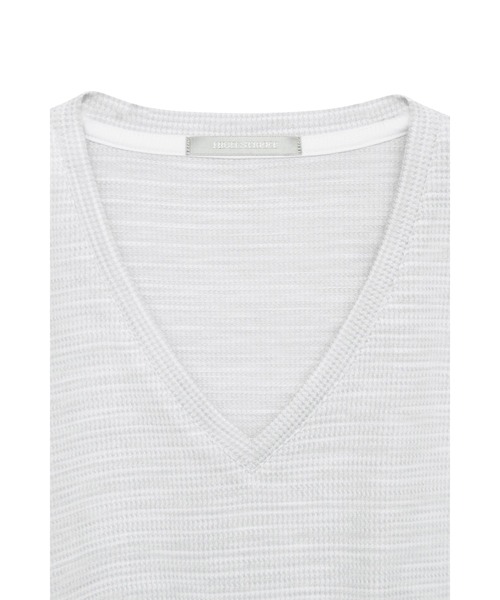 HIGH STREET（ハイストリート）の「HIGH STREET∴ABSかすれ千鳥JQ半袖Vネックカットソー（Tシャツ/カットソー・メンズ・アイボリー/ネイビー/パープル系その他・LL/L/M）」の9枚目の写真