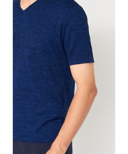 HIGH STREET（ハイストリート）の「HIGH STREET∴ABSかすれ千鳥JQ半袖Vネックカットソー（Tシャツ/カットソー・メンズ・アイボリー/ネイビー/パープル系その他・LL/L/M）」の13枚目の写真