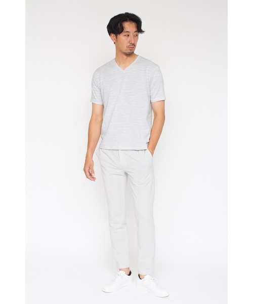 HIGH STREET（ハイストリート）の「HIGH STREET∴ABSかすれ千鳥JQ半袖Vネックカットソー（Tシャツ/カットソー・メンズ・アイボリー/ネイビー/パープル系その他・LL/L/M）」の19枚目の写真