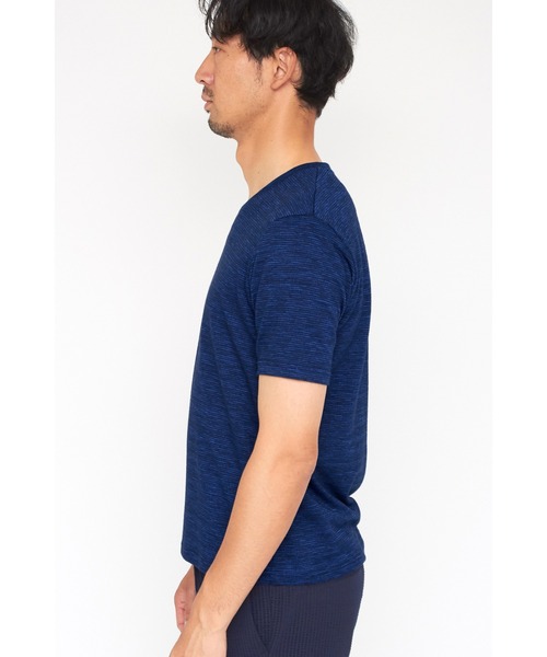 HIGH STREET（ハイストリート）の「HIGH STREET∴ABSかすれ千鳥JQ半袖Vネックカットソー（Tシャツ/カットソー・メンズ・アイボリー/ネイビー/パープル系その他・LL/L/M）」の15枚目の写真