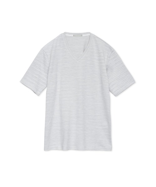 HIGH STREET（ハイストリート）の「HIGH STREET∴ABSかすれ千鳥JQ半袖Vネックカットソー（Tシャツ/カットソー・メンズ・アイボリー/ネイビー/パープル系その他・LL/L/M）」の20枚目の写真