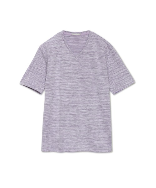 HIGH STREET（ハイストリート）の「HIGH STREET∴ABSかすれ千鳥JQ半袖Vネックカットソー（Tシャツ/カットソー・メンズ・アイボリー/ネイビー/パープル系その他・LL/L/M）」の21枚目の写真