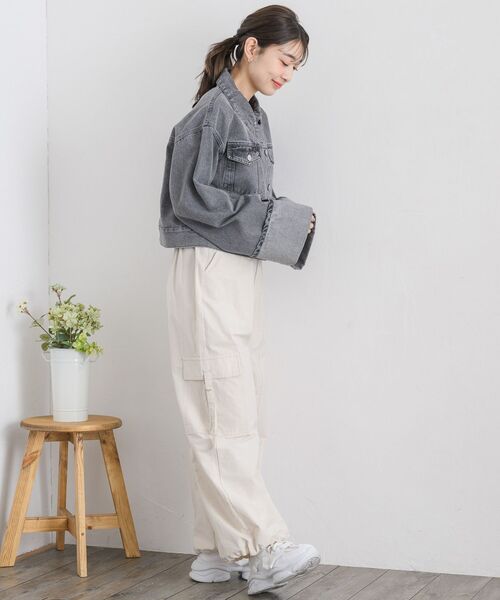 RETRO GIRL（レトロガール）の「袖ロールアップデニムJK（デニムジャケット・レディース・ブルー系その他5/ブラック/ブルー・FREE）」の7枚目の写真