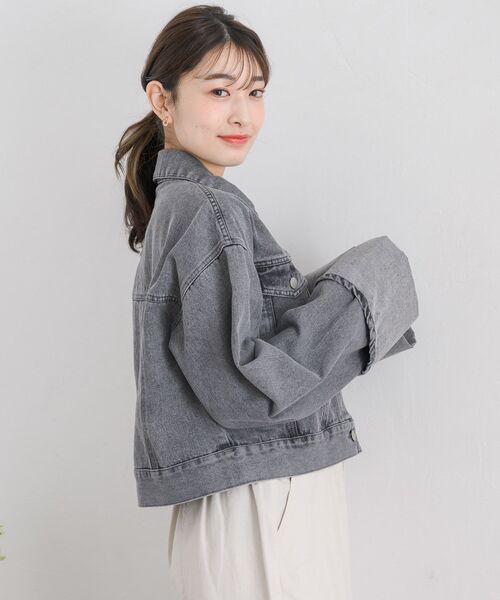 RETRO GIRL（レトロガール）の「袖ロールアップデニムJK（デニムジャケット・レディース・ブルー系その他5/ブラック/ブルー・FREE）」の11枚目の写真