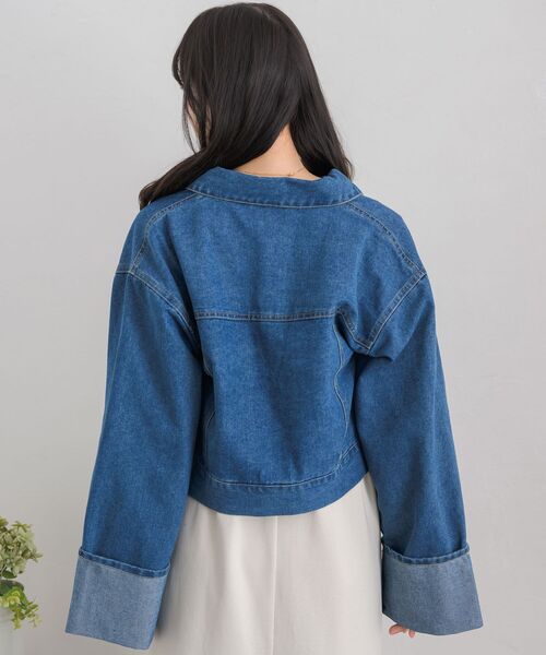 RETRO GIRL（レトロガール）の「袖ロールアップデニムJK（デニムジャケット・レディース・ブルー系その他5/ブラック/ブルー・FREE）」の21枚目の写真