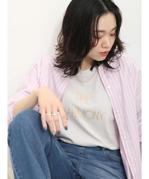 Samansa Mos2 blue（サマンサモスモスブルー）の「ラメロゴプリントロンT（Tシャツ/カットソー・レディース・グレー/オフホワイト/チャコールグレー・F）」の3枚目の写真