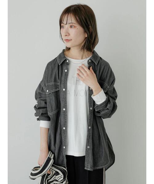 Samansa Mos2 blue（サマンサモスモスブルー）の「ラメロゴプリントロンT（Tシャツ/カットソー・レディース・グレー/オフホワイト/チャコールグレー・F）」の22枚目の写真