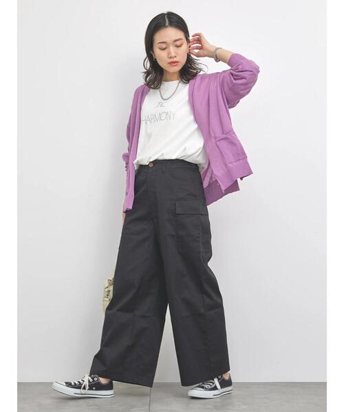 Samansa Mos2 blue（サマンサモスモスブルー）の「ラメロゴプリントロンT（Tシャツ/カットソー・レディース・グレー/オフホワイト/チャコールグレー・F）」の16枚目の写真