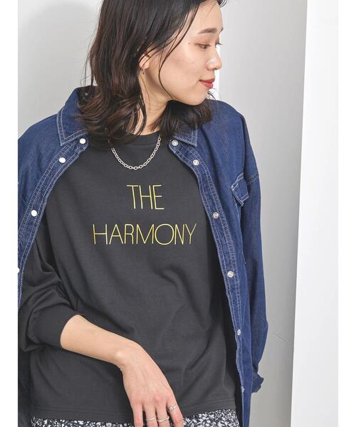 Samansa Mos2 blue（サマンサモスモスブルー）の「ラメロゴプリントロンT（Tシャツ/カットソー・レディース・グレー/オフホワイト/チャコールグレー・F）」の17枚目の写真