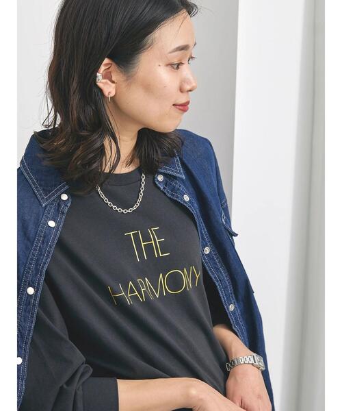 Samansa Mos2 blue（サマンサモスモスブルー）の「ラメロゴプリントロンT（Tシャツ/カットソー・レディース・グレー/オフホワイト/チャコールグレー・F）」の20枚目の写真