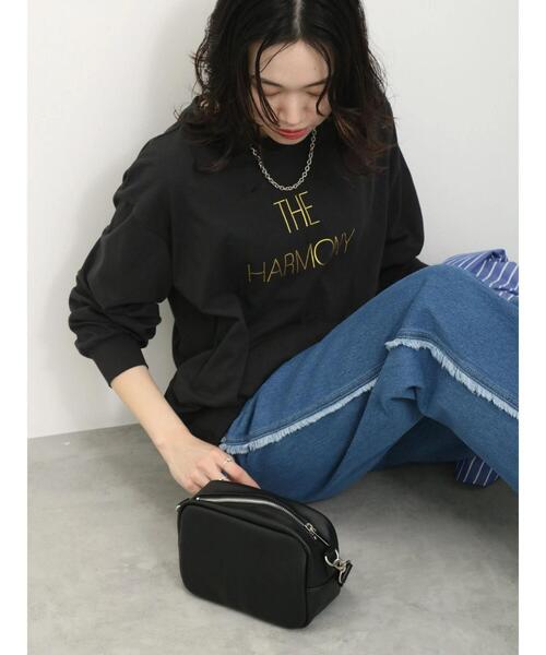 Samansa Mos2 blue（サマンサモスモスブルー）の「ラメロゴプリントロンT（Tシャツ/カットソー・レディース・グレー/オフホワイト/チャコールグレー・F）」の12枚目の写真