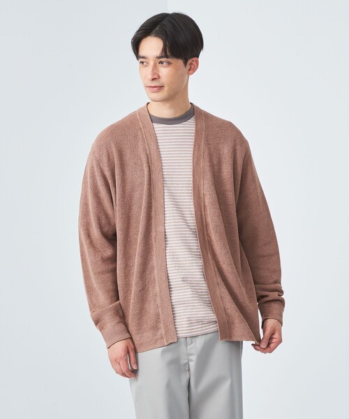 green label relaxing（グリーンレーベルリラクシング）の「リネン アゼ イージーカーディガン（カーディガン/ボレロ・メンズ・ケリー/ライトグレー/ピンク/ライトブルー・S/XL/M/L）」の4枚目の写真