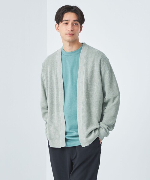 green label relaxing（グリーンレーベルリラクシング）の「リネン アゼ イージーカーディガン（カーディガン/ボレロ・メンズ・ケリー/ライトグレー/ピンク/ライトブルー・S/XL/M/L）」の2枚目の写真