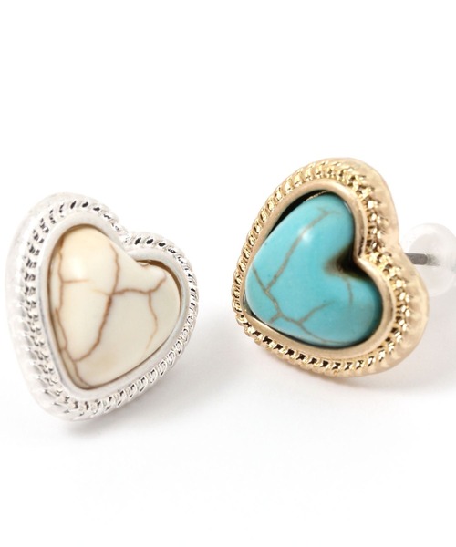 niko and...（ニコアンド）の「メタルコンビハートピアス（ピアス（両耳用）・レディース・ブルー/ホワイト・0）」の3枚目の写真