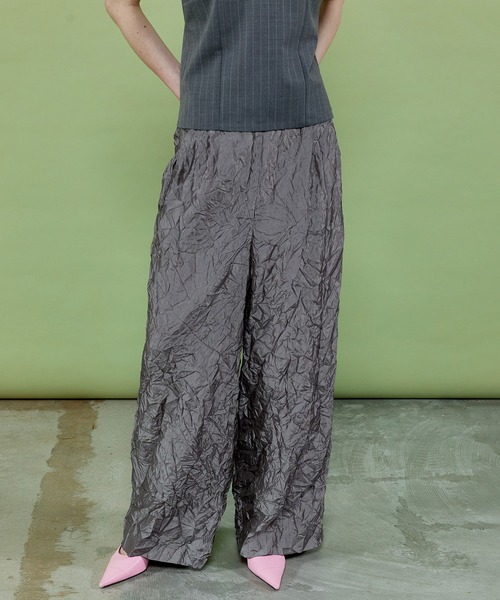 MAISON SPECIAL(メゾンスペシャル)の「Washer Processing Pleats Easy Pants/ワッシャープリーツイージーパンツ■セットアップ対応■(その他パンツ・レディース・ピンク/ブラック/アイボリー/グレー・36/38)」の3枚目の写真