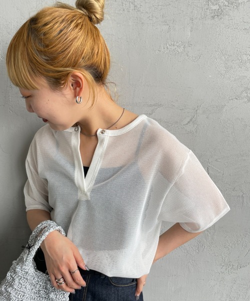 tシャツ 「MAISON DE L'ALLURE/メゾンドゥラリュール」 エンボス加工ロゴTシャツ レディース MAISON DE L'ALLURE tシャツ 「MAISON L'ALLURE/メゾンドゥラ