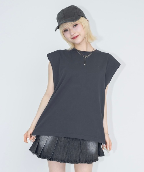 ロジャーR by 45rpm ユニセックスベスト ノースリーブトップス ユニセックス】ロゴ刺繍ノースリーブTシャツ（Tシャツ