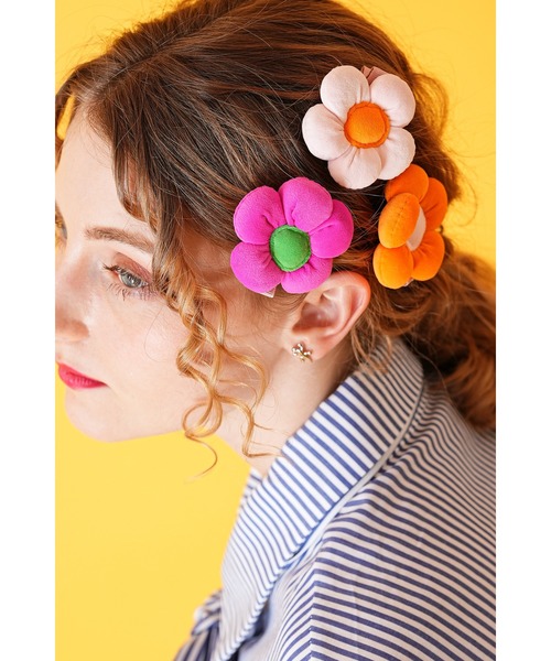 セール】an meets zakka モコモコフラワーヘアクリップ / 花 バレッタ