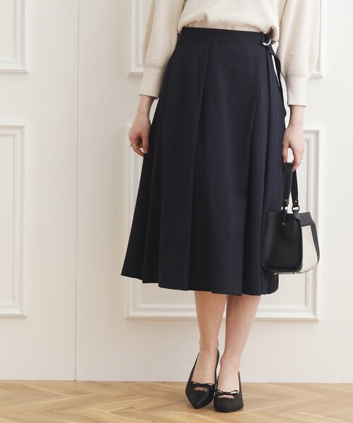 couture brooch（クチュールブローチ）の「◆ブリエツイルラップ風スカート（スカート・レディース・ネイビー/ライトグレー/ブルー・36/38/40/42）」の14枚目の写真