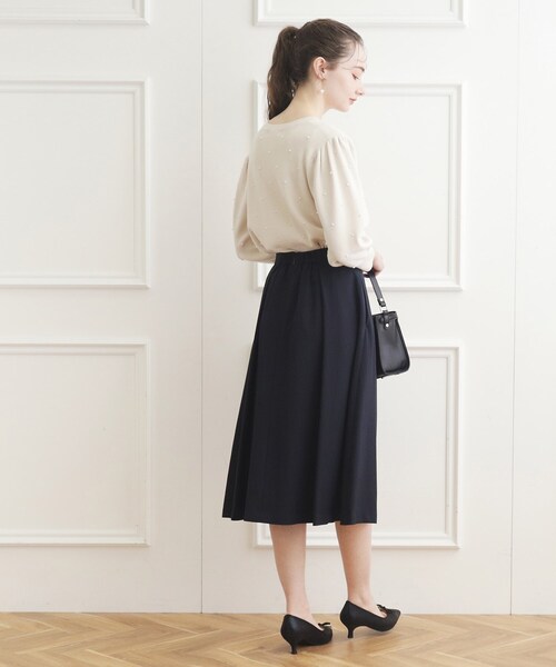 couture brooch（クチュールブローチ）の「◆ブリエツイルラップ風スカート（スカート・レディース・ネイビー/ライトグレー/ブルー・36/38/40/42）」の9枚目の写真