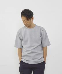 MEN'S MELROSE | 3Dジャガード5分袖クルーネックTシャツ(Tシャツ/カットソー)