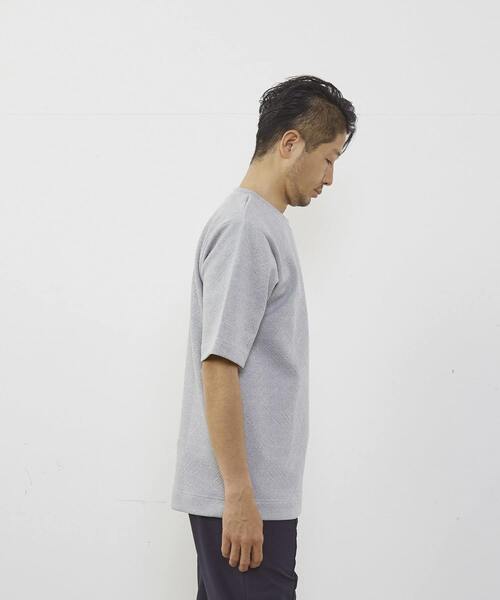 MEN'S MELROSE（メンズメルローズ）の「3Dジャガード5分袖クルーネックTシャツ（Tシャツ/カットソー・メンズ・杢グレー/ホワイト/ブラック・2/4/3）」の7枚目の写真
