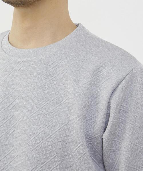 MEN'S MELROSE（メンズメルローズ）の「3Dジャガード5分袖クルーネックTシャツ（Tシャツ/カットソー・メンズ・杢グレー/ホワイト/ブラック・2/4/3）」の8枚目の写真