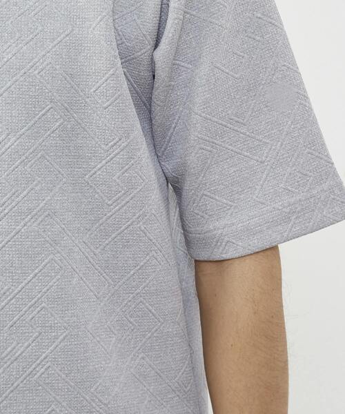 MEN'S MELROSE（メンズメルローズ）の「3Dジャガード5分袖クルーネックTシャツ（Tシャツ/カットソー・メンズ・杢グレー/ホワイト/ブラック・2/4/3）」の9枚目の写真