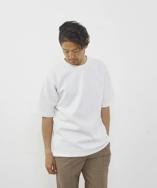MEN'S MELROSE（メンズメルローズ）の「3Dジャガード5分袖クルーネックTシャツ（Tシャツ/カットソー・メンズ・杢グレー/ホワイト/ブラック・2/4/3）」の17枚目の写真