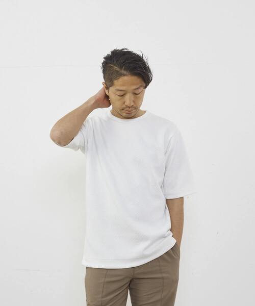 MEN'S MELROSE（メンズメルローズ）の「3Dジャガード5分袖クルーネックTシャツ（Tシャツ/カットソー・メンズ・杢グレー/ホワイト/ブラック・2/4/3）」の18枚目の写真