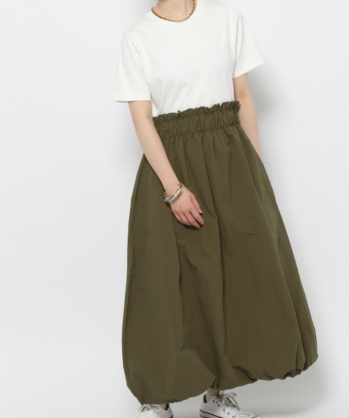 GLOBAL WORK（グローバルワーク）の「高山直子さんコラボ/ドッキングワンピ半袖/EiiS/991920（ワンピース・レディース・ブラック/カーキ・SMALL/X-SMALL）」の20枚目の写真