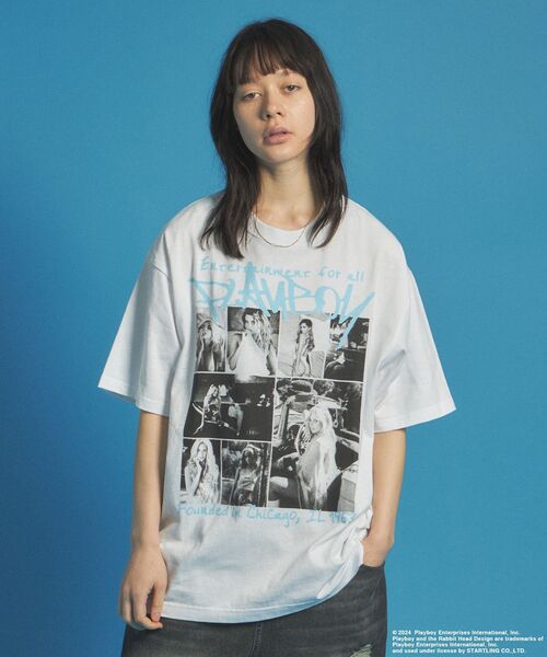 PLAYBOY（プレイボーイ）の「【SEQUENZ（シークエンズ）】PB PLAYMATE PHOTO S/S TEE / PLAYBOY×Sequenz フォト ストリート 90s Tシャツ 半袖（Tシャツ/カットソー・メンズ・ブラック/クリーム/ホワイト・MEDIUM/LARGE/X-LARGE）」の2枚目の写真