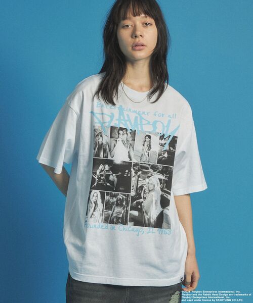 PLAYBOY（プレイボーイ）の「【SEQUENZ（シークエンズ）】PB PLAYMATE PHOTO S/S TEE / PLAYBOY×Sequenz フォト ストリート 90s Tシャツ 半袖（Tシャツ/カットソー・メンズ・ブラック/クリーム/ホワイト・MEDIUM/LARGE/X-LARGE）」の4枚目の写真