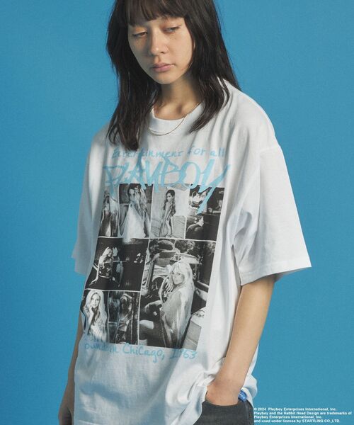 PLAYBOY（プレイボーイ）の「【SEQUENZ（シークエンズ）】PB PLAYMATE PHOTO S/S TEE / PLAYBOY×Sequenz フォト ストリート 90s Tシャツ 半袖（Tシャツ/カットソー・メンズ・ブラック/クリーム/ホワイト・MEDIUM/LARGE/X-LARGE）」の5枚目の写真