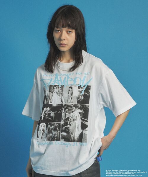 PLAYBOY（プレイボーイ）の「【SEQUENZ（シークエンズ）】PB PLAYMATE PHOTO S/S TEE / PLAYBOY×Sequenz フォト ストリート 90s Tシャツ 半袖（Tシャツ/カットソー・メンズ・ブラック/クリーム/ホワイト・MEDIUM/LARGE/X-LARGE）」の6枚目の写真