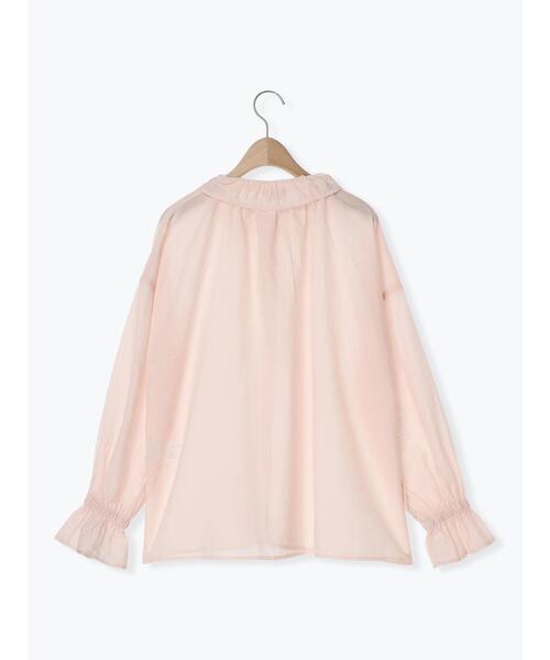 Samansa Mos2(サマンサ モスモス)の「デニム/無地シアーフリル襟ブラウス(シャツ/ブラウス・レディース・オフホワイト/ブルー/ピンク/サックスブルー・F)」の5枚目の写真