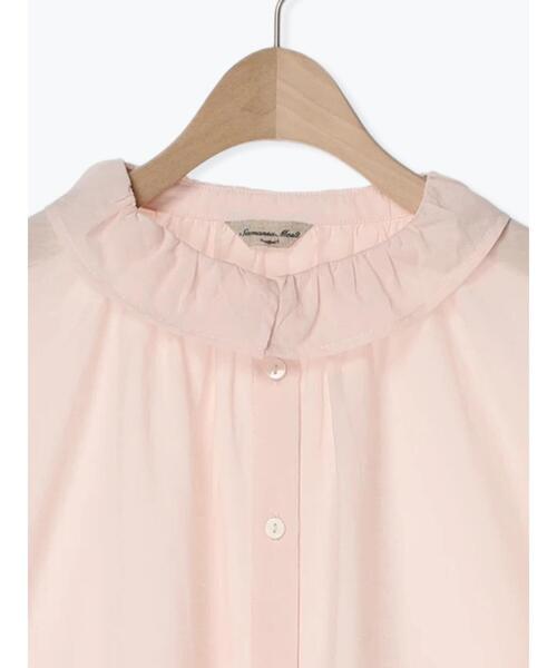 Samansa Mos2(サマンサ モスモス)の「デニム/無地シアーフリル襟ブラウス(シャツ/ブラウス・レディース・オフホワイト/ブルー/ピンク/サックスブルー・F)」の6枚目の写真