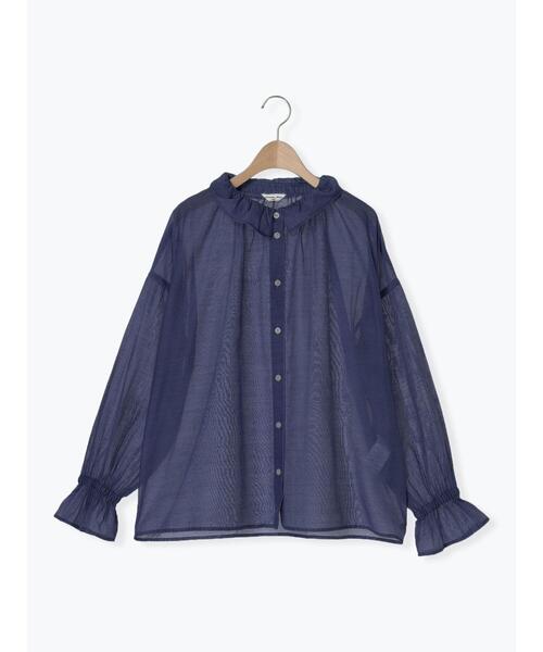 Samansa Mos2(サマンサ モスモス)の「デニム/無地シアーフリル襟ブラウス(シャツ/ブラウス・レディース・オフホワイト/ブルー/ピンク/サックスブルー・F)」の13枚目の写真
