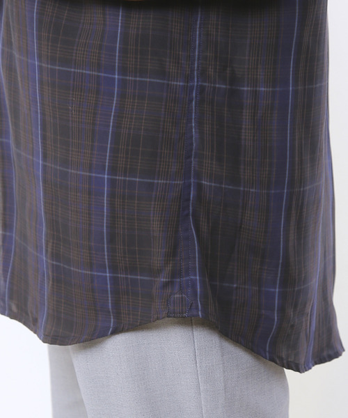 MEN'S MELROSE（メンズメルローズ）の「ウォッシャブルキュプラ半袖バンドカラーシャツ（シャツ/ブラウス・メンズ・ネイビー/ライトブラウン・3/4/2）」の10枚目の写真