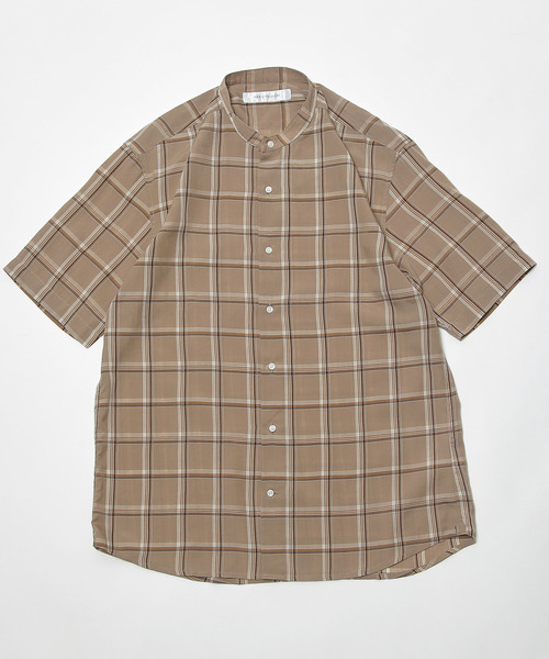 MEN'S MELROSE（メンズメルローズ）の「ウォッシャブルキュプラ半袖バンドカラーシャツ（シャツ/ブラウス・メンズ・ネイビー/ライトブラウン・3/4/2）」の11枚目の写真