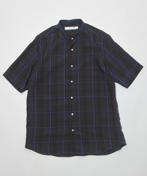 MEN'S MELROSE（メンズメルローズ）の「ウォッシャブルキュプラ半袖バンドカラーシャツ（シャツ/ブラウス・メンズ・ネイビー/ライトブラウン・3/4/2）」の13枚目の写真