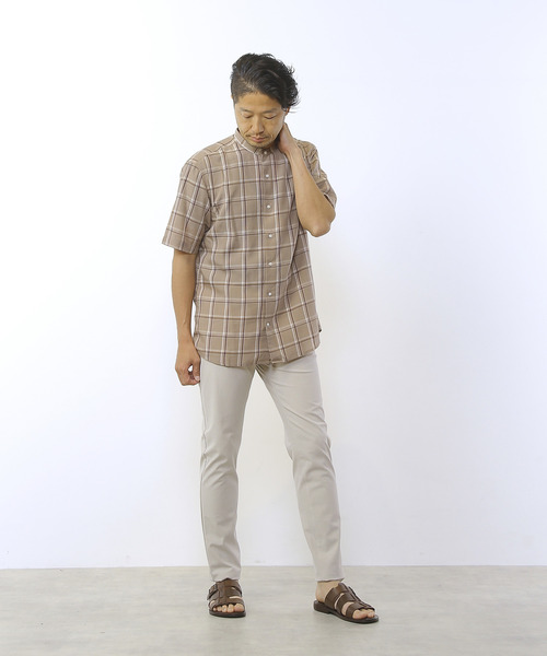 MEN'S MELROSE（メンズメルローズ）の「ウォッシャブルキュプラ半袖バンドカラーシャツ（シャツ/ブラウス・メンズ・ネイビー/ライトブラウン・3/4/2）」の17枚目の写真