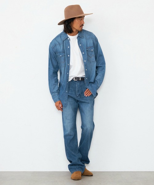 Lee（リー）の「Wrangler/ラングラー 127MW【ユニセックス】ウエスタンデニムシャツ（シャツ/ブラウス・メンズ・ブルー・LARGE/X-LARGE/MEDIUM/SMALL）」の18枚目の写真