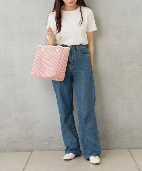 Actually（アクチュアリー）の「メッシュ×PVC ストライプスクエアトートバッグ（トートバッグ・レディース・ブルー/オレンジ・0）」の11枚目の写真