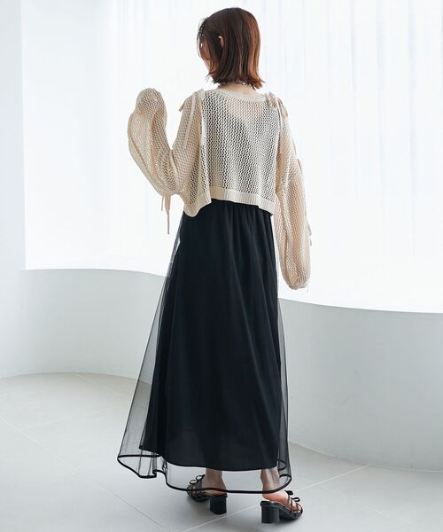 MAJESTIC LEGON(マジェスティックレゴン)の「肩あきリボンメッシュニット(ニット/セーター・レディース・ピンク/ブルー/アイボリー・MEDIUM)」の6枚目の写真