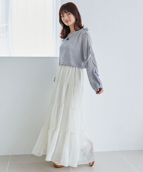 MAJESTIC LEGON(マジェスティックレゴン)の「肩あきリボンメッシュニット(ニット/セーター・レディース・ピンク/ブルー/アイボリー・MEDIUM)」の13枚目の写真