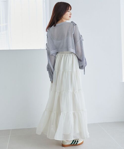 MAJESTIC LEGON(マジェスティックレゴン)の「肩あきリボンメッシュニット(ニット/セーター・レディース・ピンク/ブルー/アイボリー・MEDIUM)」の14枚目の写真